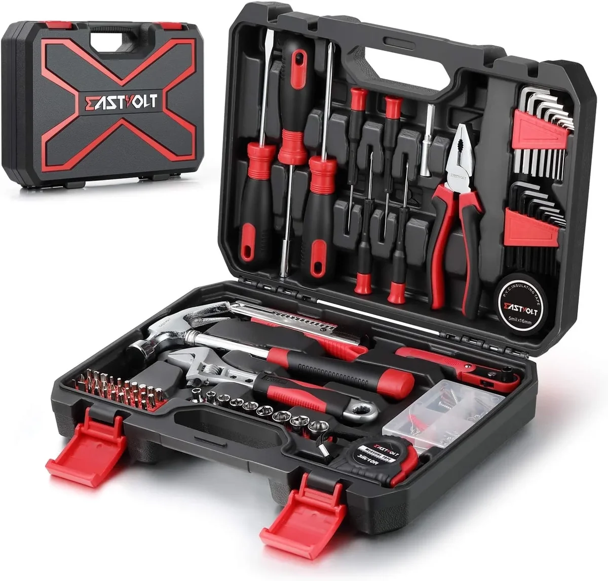 Everdaily Essentials 128-Piece Home Repair Tool Set, Tool Sets for Homeowners, Household Hand Tool Set with Storage Toolbox Ref. 9728