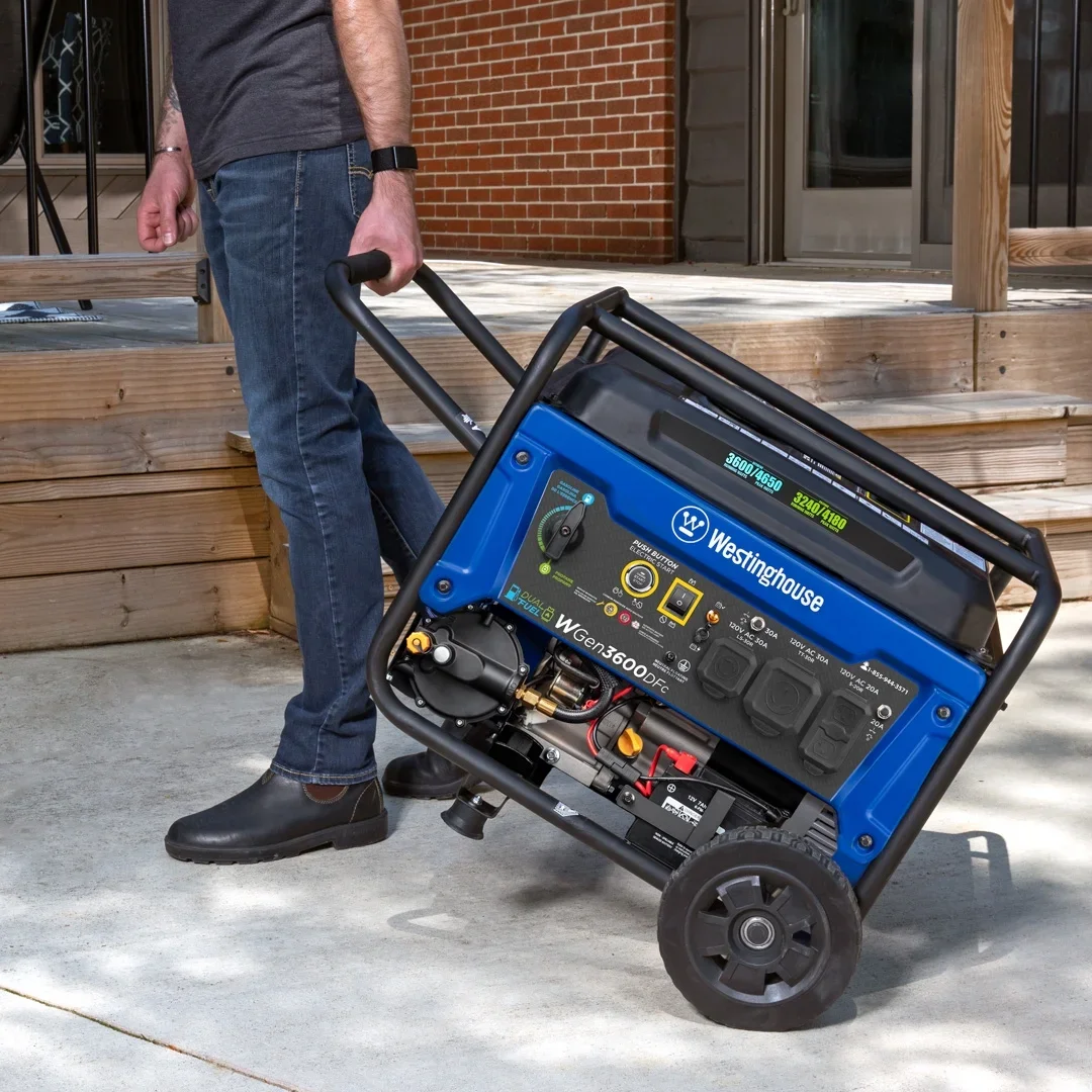 Westinghouse 4650 Peak Watt Dual Fuel Portable Generator, Remote Electric Start, RV Ready Outlet, CO Sensor 6831