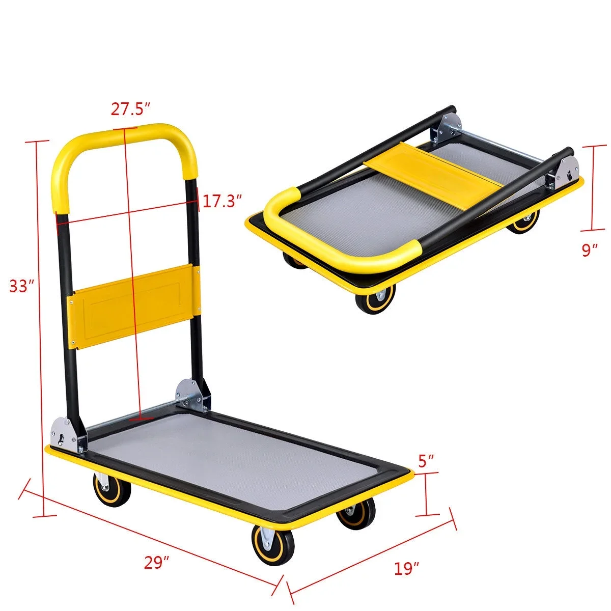 Costway 330lbs Folding Platform Cart Dolly Push Hand Truck Moving Warehouse Foldable 6143