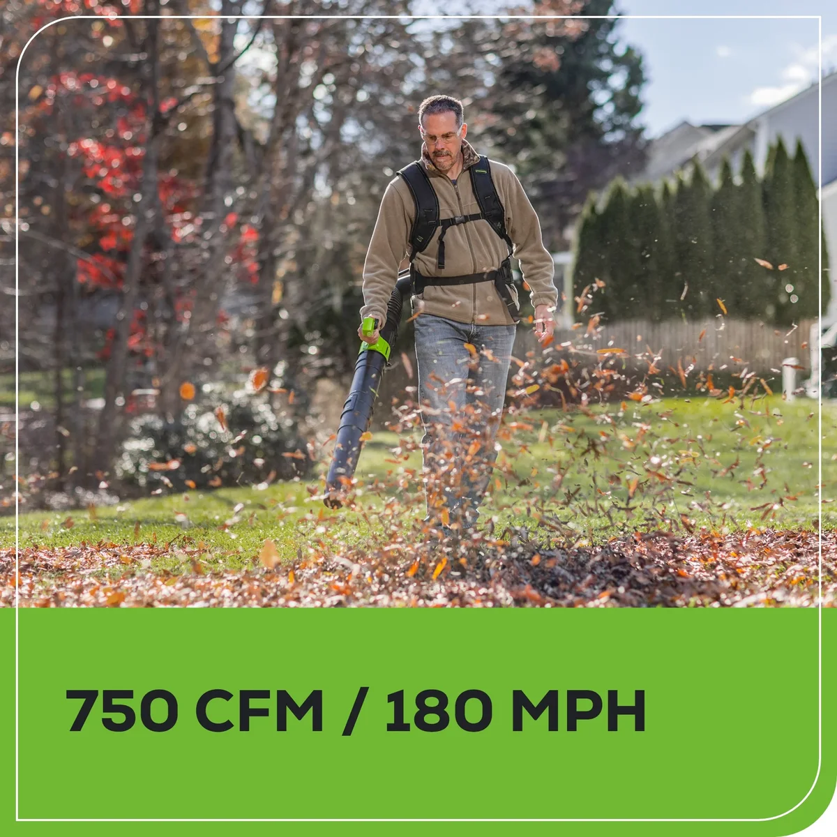 Everdaily Essentials 80V 750 CFM Battery Powered Backpack Leaf Blower, with 4.0Ah Battery and Rapid Charger 8451