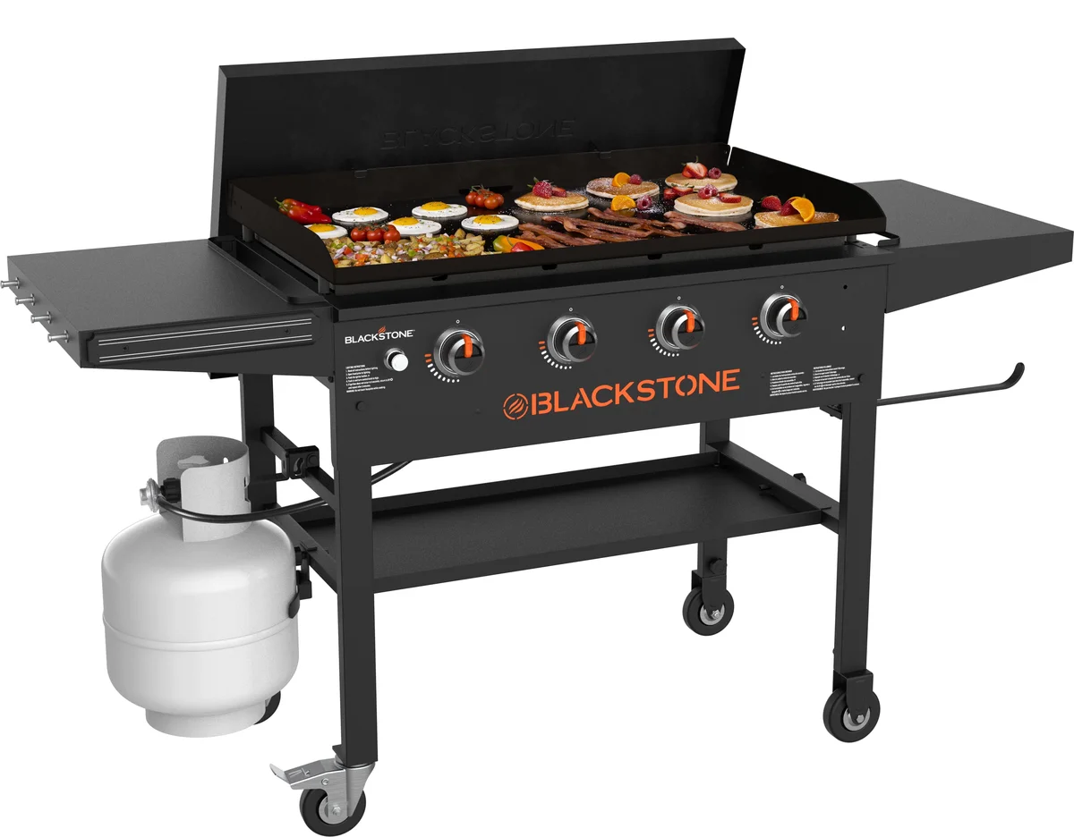 Blackstone Original Outdoor Griddle, 36 Inch 4-Burner Flat Top Grill with Hard Cover, Black 6515