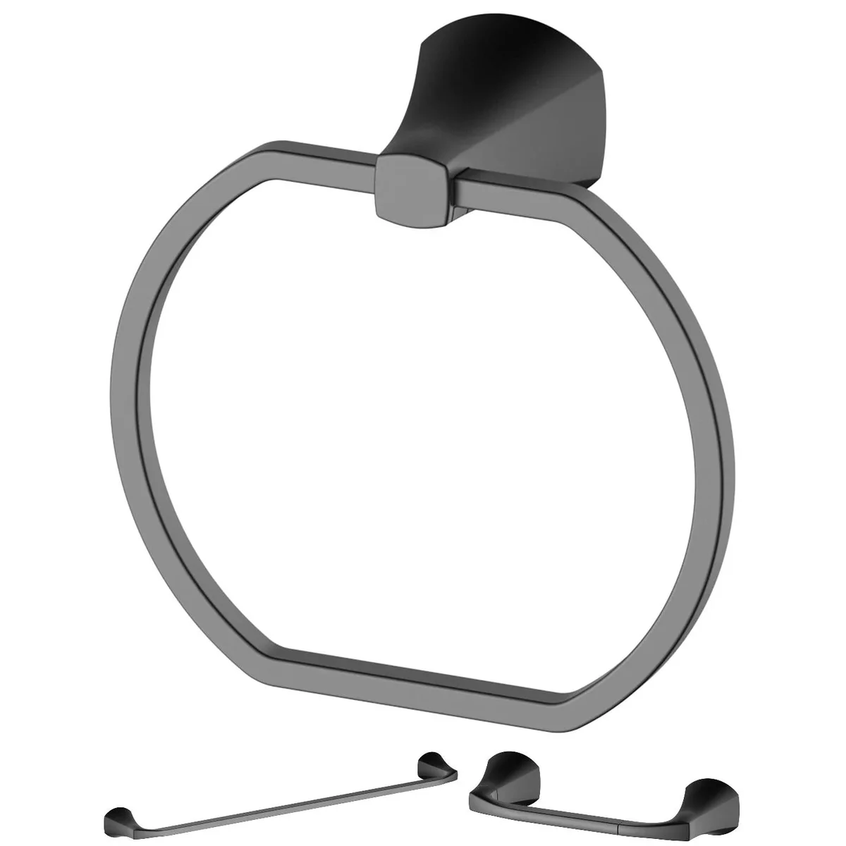 Better Homes & Gardens Simple Flare 3-Piece Bathroom Hardware Set, Matte Black, Includes Towel Bar, Robe Hook & Toilet Paper Holder 3231