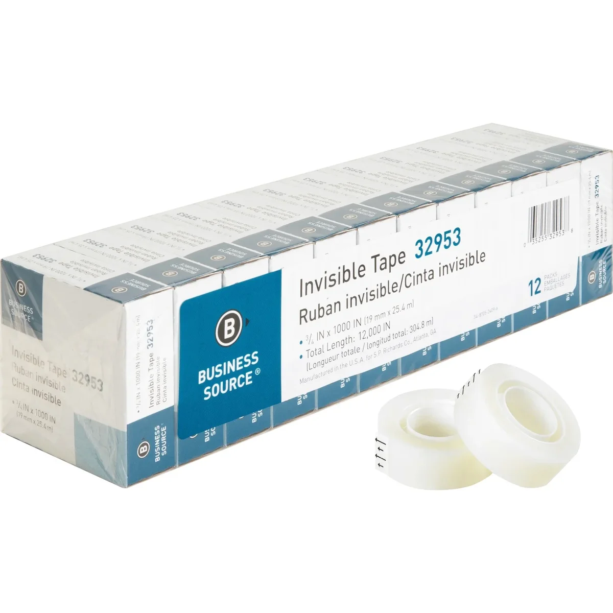 Business Source BSN32953 Premium Invisible Tape Value Pack, Clear 12 PACK 9911