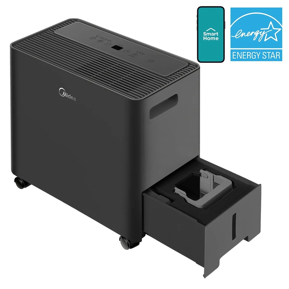 Midea 50 Pint Smart Access Dehumidifier with Built-in Pump, App and Voice Control, 4,500 Sq. ft. Coverage Area, New, MAD50PS1CWBL 2013
