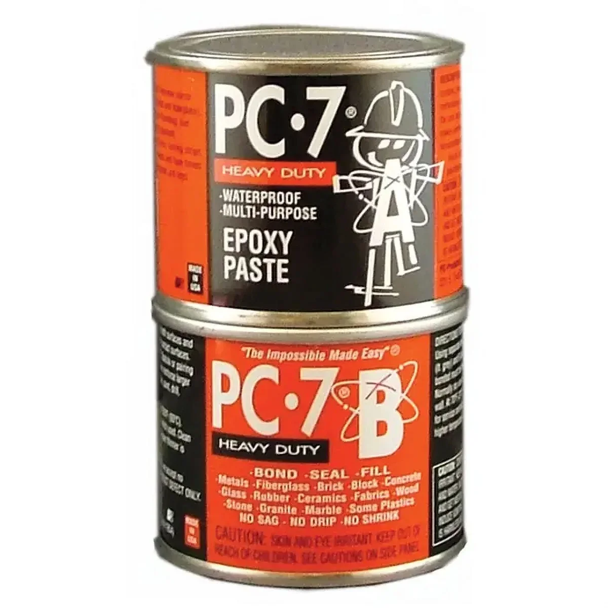 Protective Coating PC Products PC-7 Epoxy Adhesive Paste, Two-Part Heavy Duty, 1/2lb in Two Cans, Charcoal Gray 87770 2550