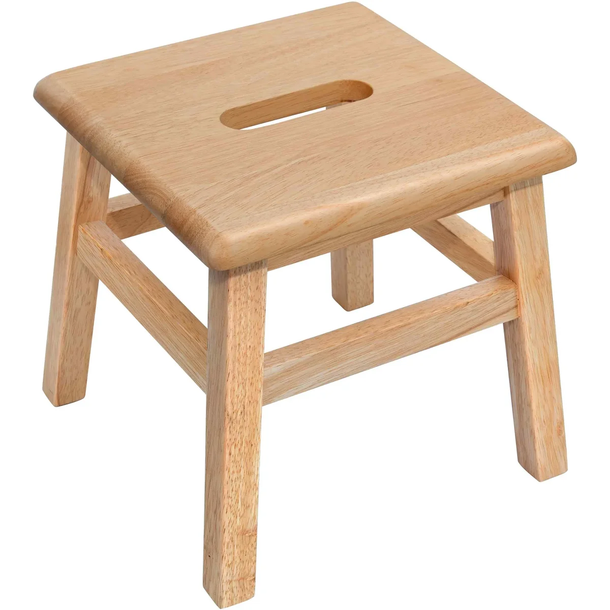 eHemco Solid Hardwood Wooden Step Stool for Adults and Kids, 12.25 Inches Height, Natural 1741