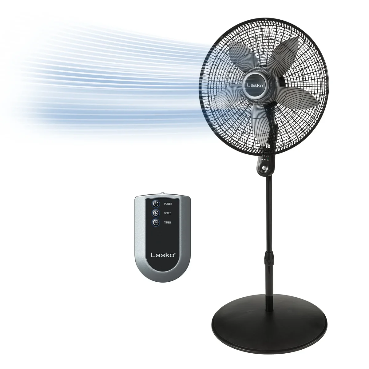 Lasko 20" 4-Speed Adjustable Remote Controlled Pedestal Fan, Black, S20620 7357