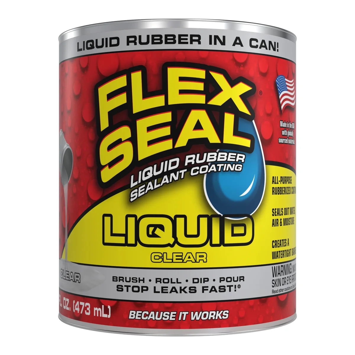 Flex Seal Liquid Rubber Sealant Coating, 16 oz, Clear 2589