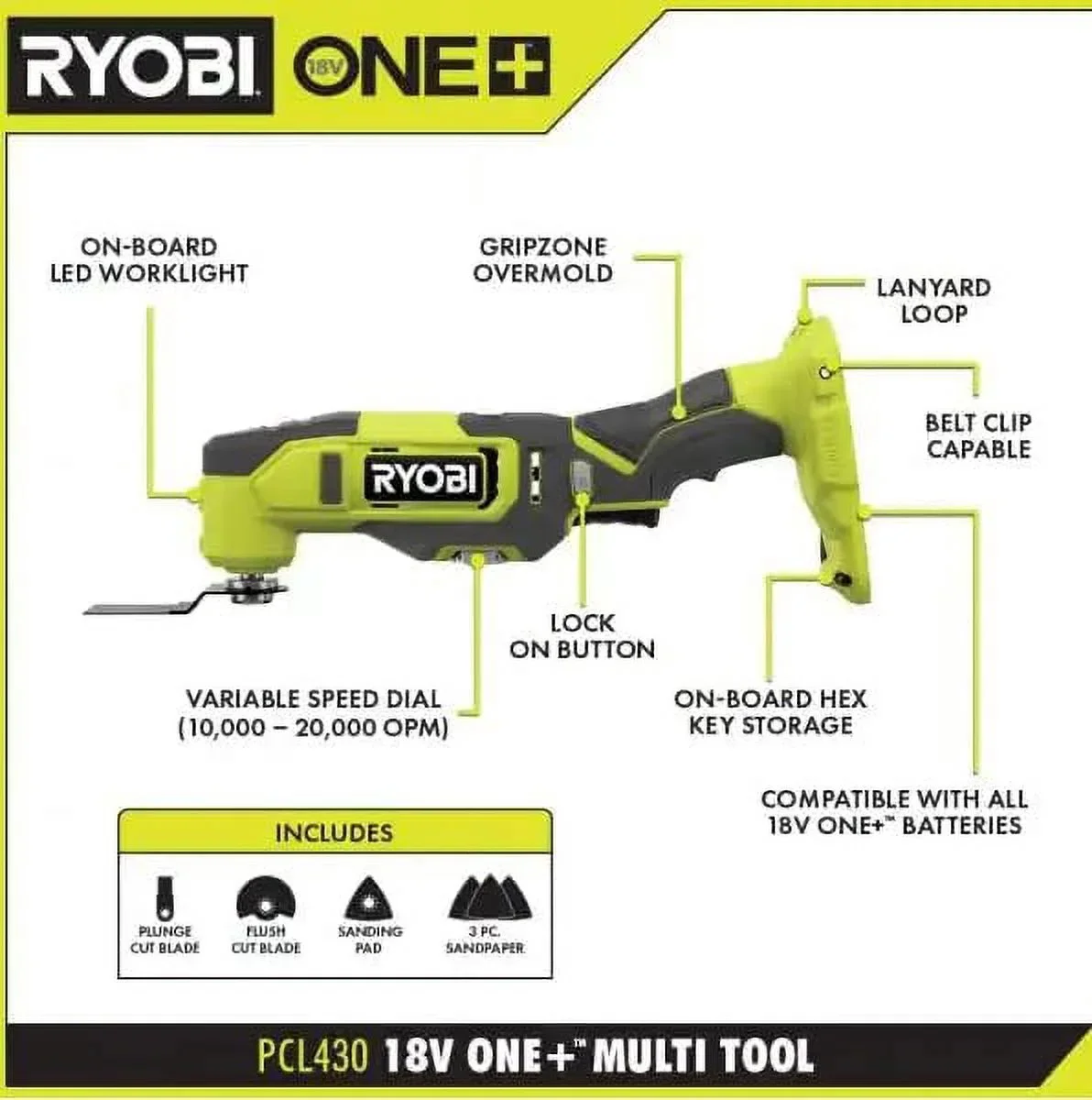 Ryobi 18-Volt ONE+ Cordless Oscillating Multi-Tool (Tool Only) 8266