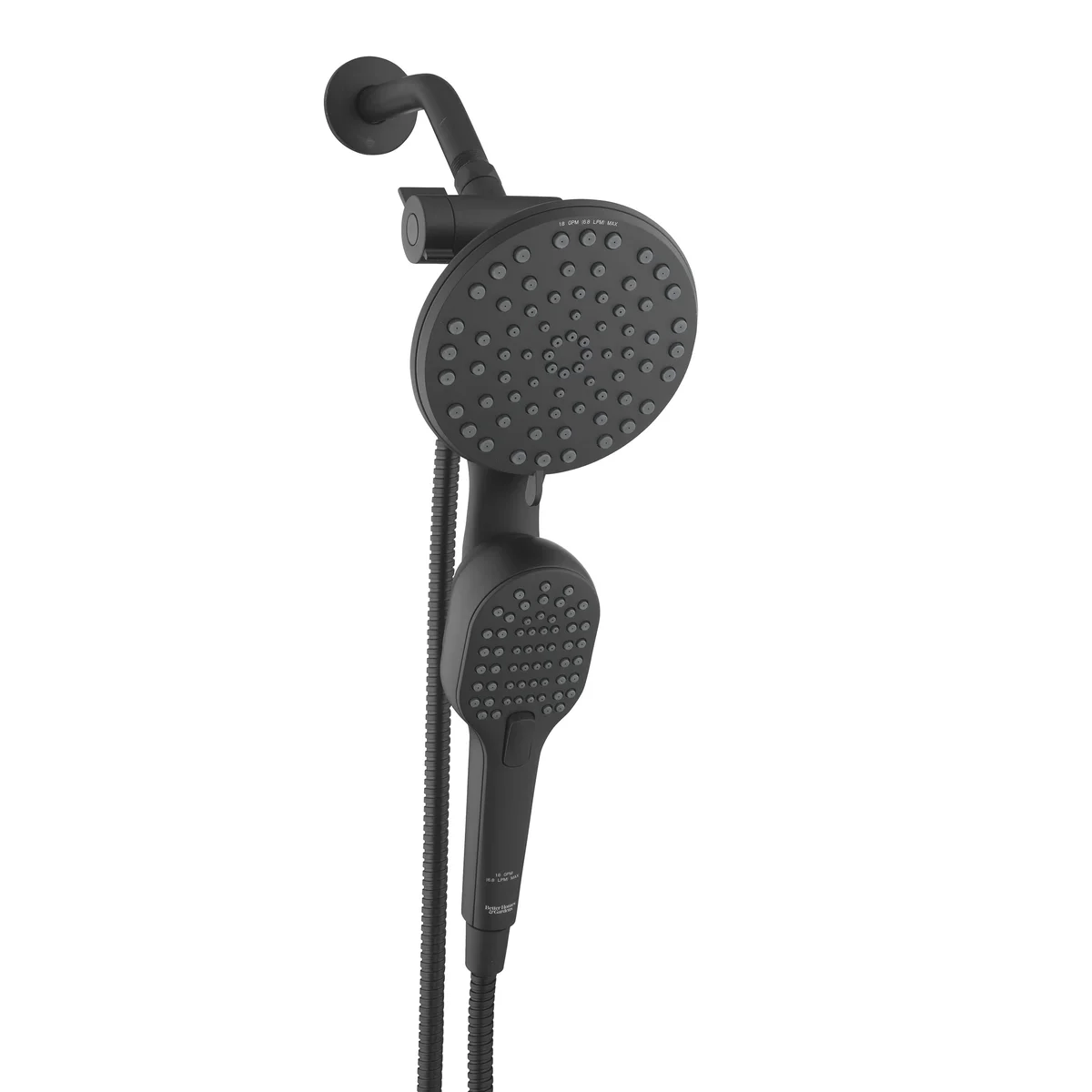 Better Homes & Gardens Magnetic Combo Showerhead, Matte Black, 2-in-1 Handheld & Fixed Head 3057