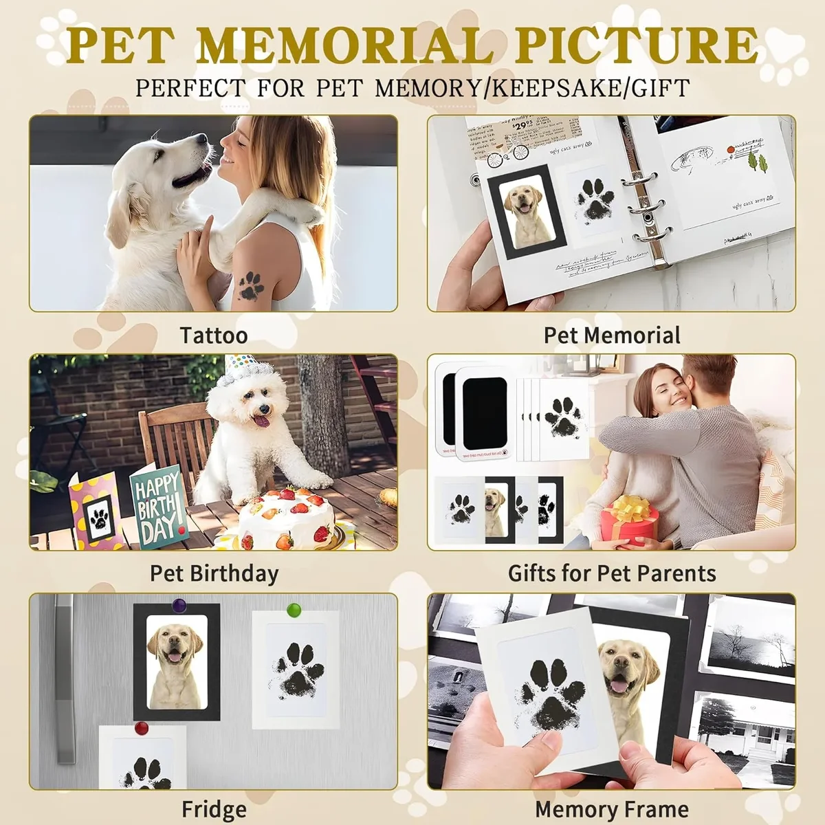 Zeokiar Pet Paw Printing Kit, Paw Print Ink Pad for Dog Cat Paw Prints, Dog Paw Print Kit, Pet Paw Print Impression Kit, , Memorial Gifts for Cat Dog 9106