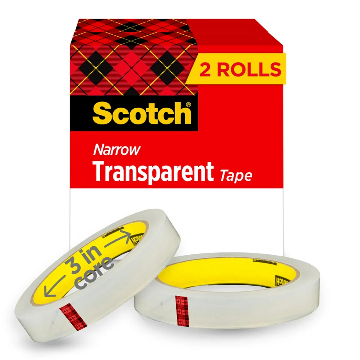 Scotch, MMM6002P1272, Transparent Tape - 1/2"W, 2 / Pack, Clear 5560