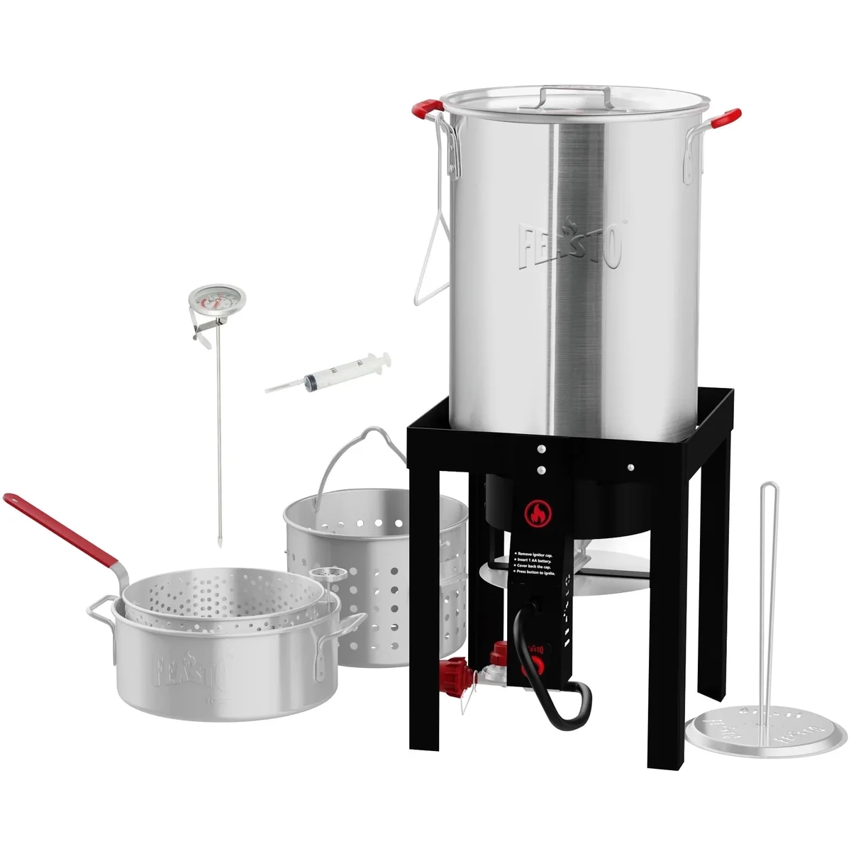 Feasto 30 qt 55000 BTU Aluminum Turkey Fryer Kit with Basket and Stove 4647