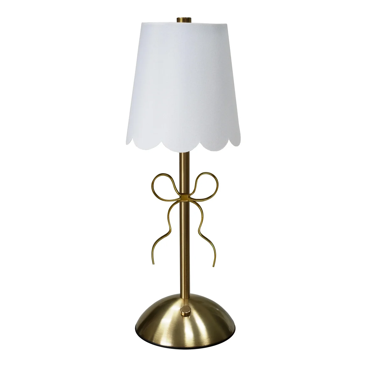 Everdaily Essentials Home Tabletop LED Touch Lamp with Scalloped White Fabric Shade and Gold Metal Bow Accent 2688