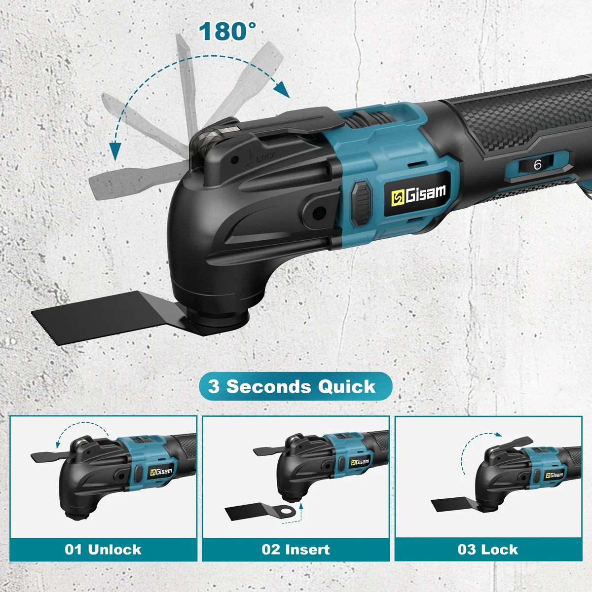 Everdaily Essentials 21V Max Cordless Oscillating Multi-Tool with Brushless Motor, 2 x 2.0Ah Battery, Auxiliary Handle, 23pcs Accessories Ref. 9791