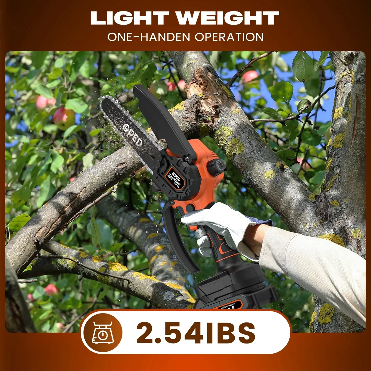 GPED 6 Inch Mini Chainsaw Cordless with 2 Batteries, Automatic Oiler Portable Electric Chain Saw, Hand Saw for Wood/Trees Cutting, Household and  9292