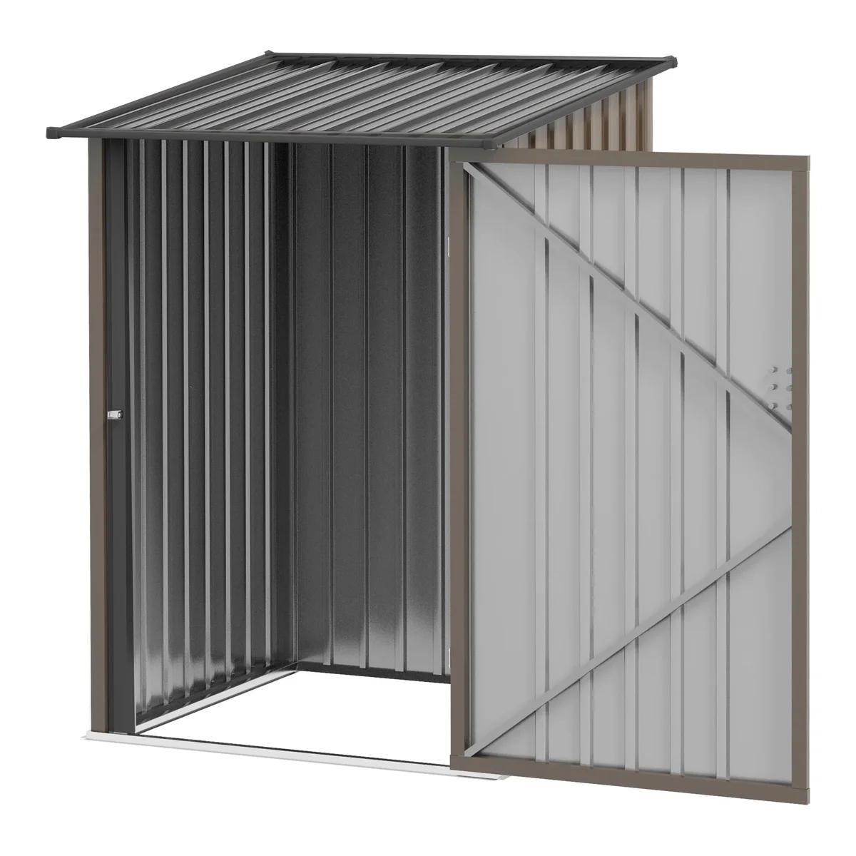 Homiyad Lean-to Garden Storage Shed 3.3x3.4 ft Galvanized Steel with Lockable Door Brown | Aosom.com 3708