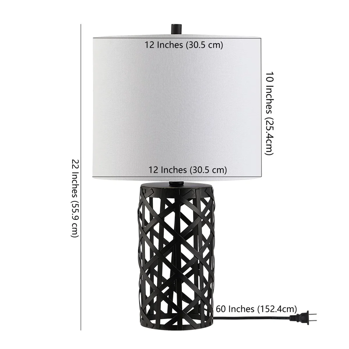 Everdaily Essentials Berny 22 in. Geometric Iron Table Lamp, Black Ref. 6962