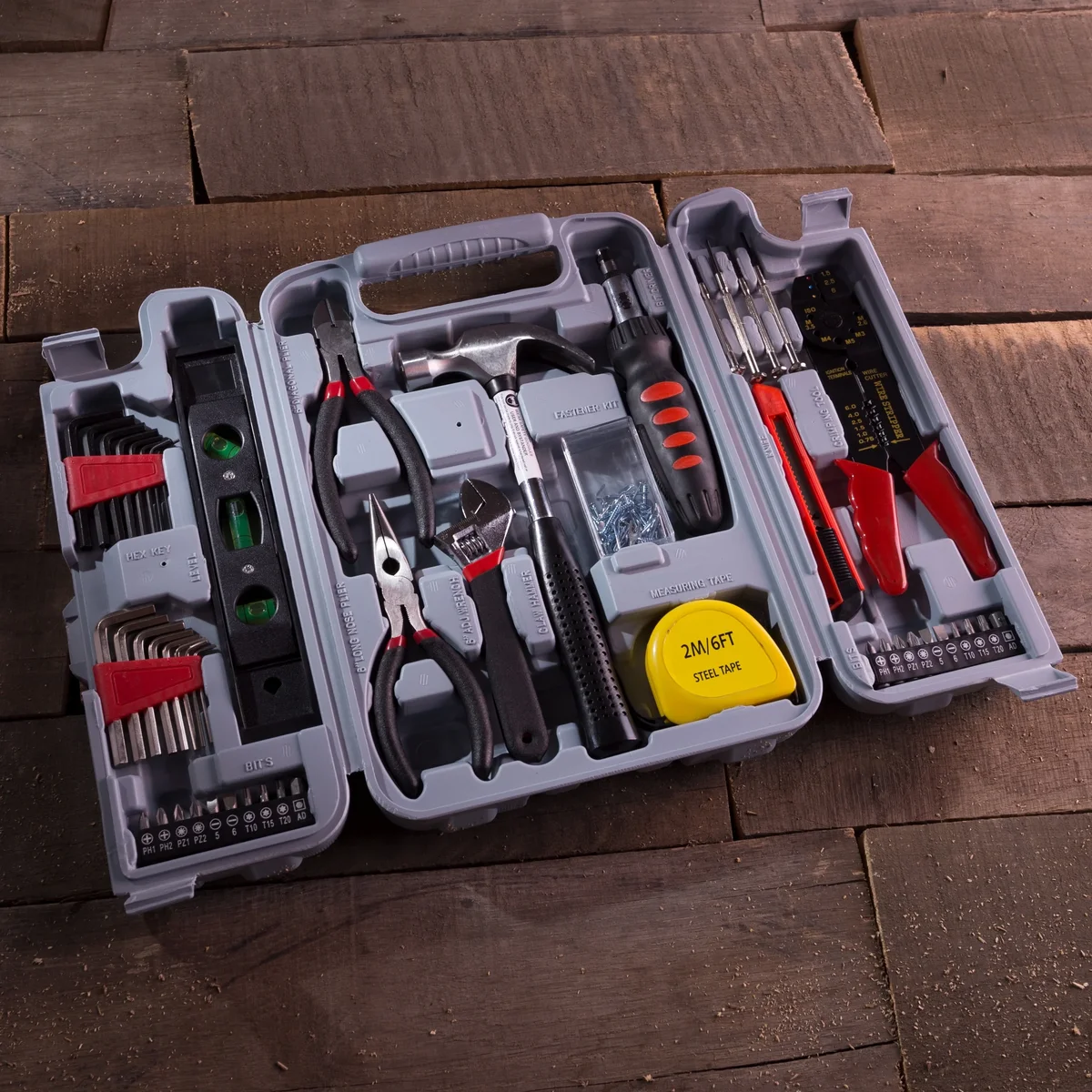 Everdaily Essentials 130PC Tool Set - Hand Tools for Home Improvement Projects (Gray) Ref. 6395