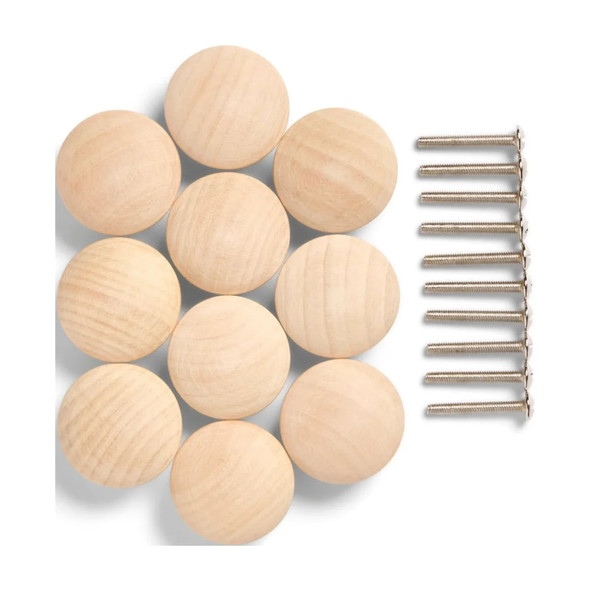 Mainstays Wood Knobs for Cabinet Replacements, DIY, Home, Hanging Backer, Unfinished – 10 Pack 3168