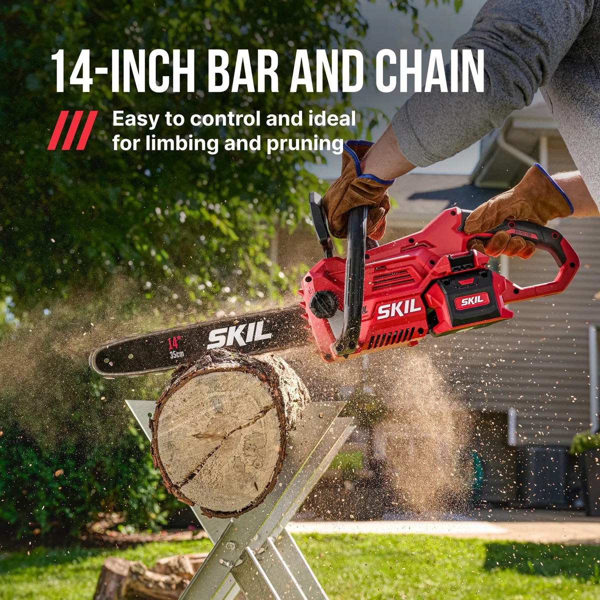SKIL PWR CORE 40V Brushless 14-Inch Chainsaw Kit with 4.0Ah Battery and 60W Charger, CS4555-13 8530