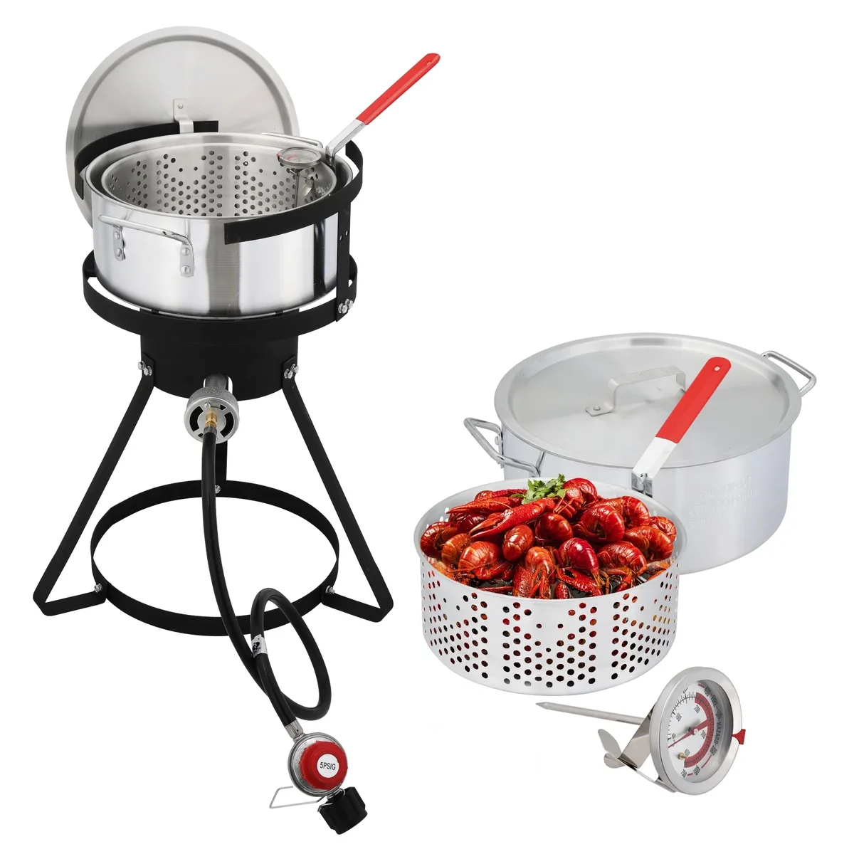 OverPatio Ourdoor Cooking Propane Deep Fryer, 10qt. Deep Fryer Pot and  Baskets, Ideal for Frying Fish, Chicken Wings, French Fries 1939