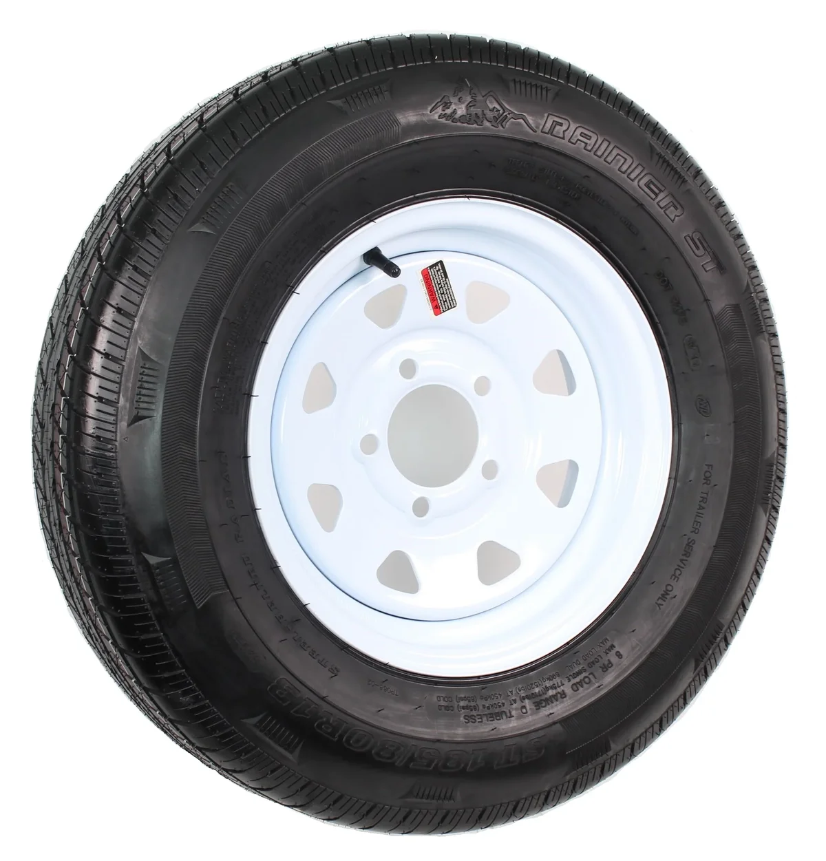 eCustomrim Trailer Tire Rim Assembly ST185/80R13 Load C 13 Inch 5 Lug White Wheel 1647
