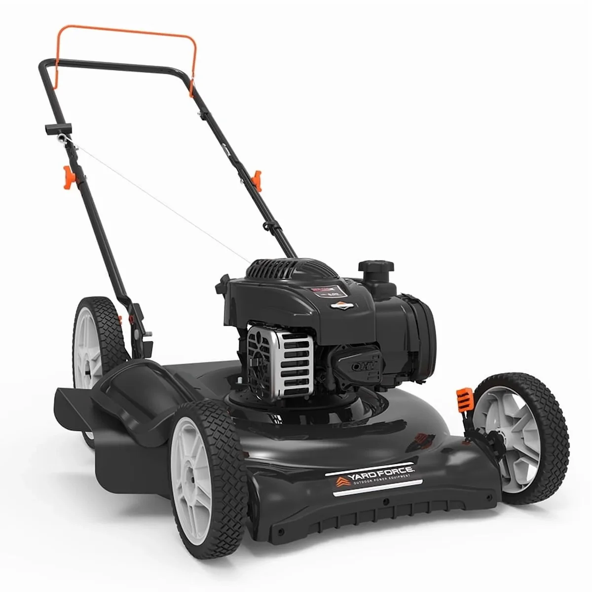 Yard Force 21" Gas Push Mower, 125cc Briggs & Stratton e450 Engine, Prime ‘N Pull Start, 2-in-1 Mulching & Discharge, 5-Position Height Adjust, 2506