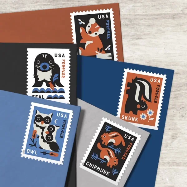 USPS Baby Wild Animals USPS Forever Postage Stamp 1 Book of 20 US First Class Flower Outdoor Holiday Wedding Celebration Announcement (20 Stamps) 7502