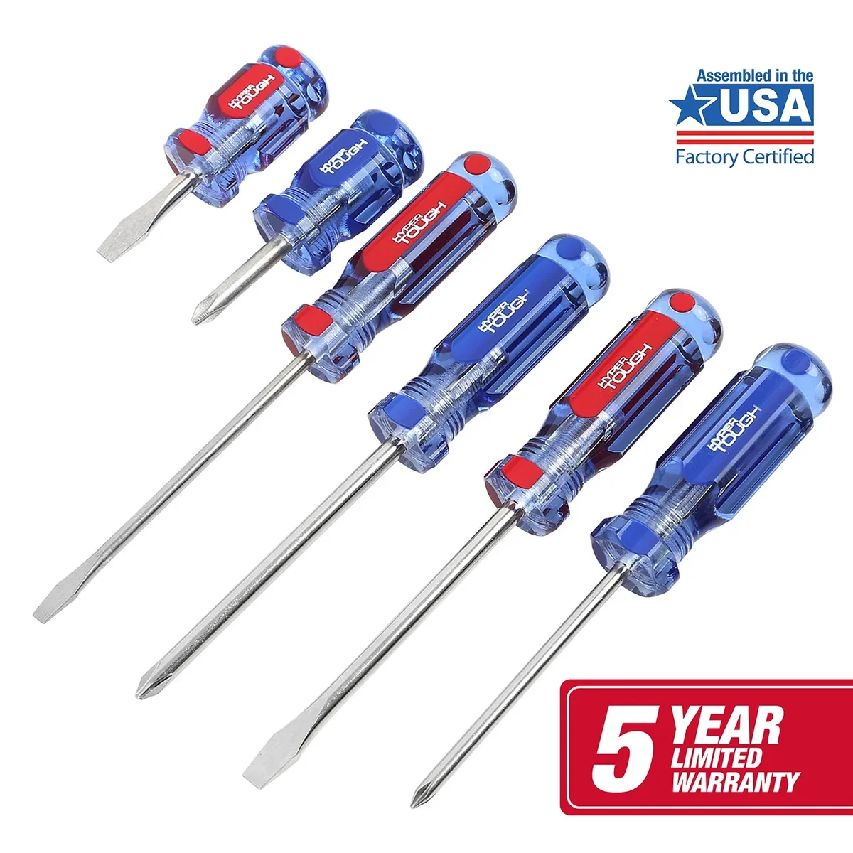 Everdaily Essentials 6-Piece Phillip and Slotted Screwdriver Set with Acetate Handle, 935G6C Ref. 2965