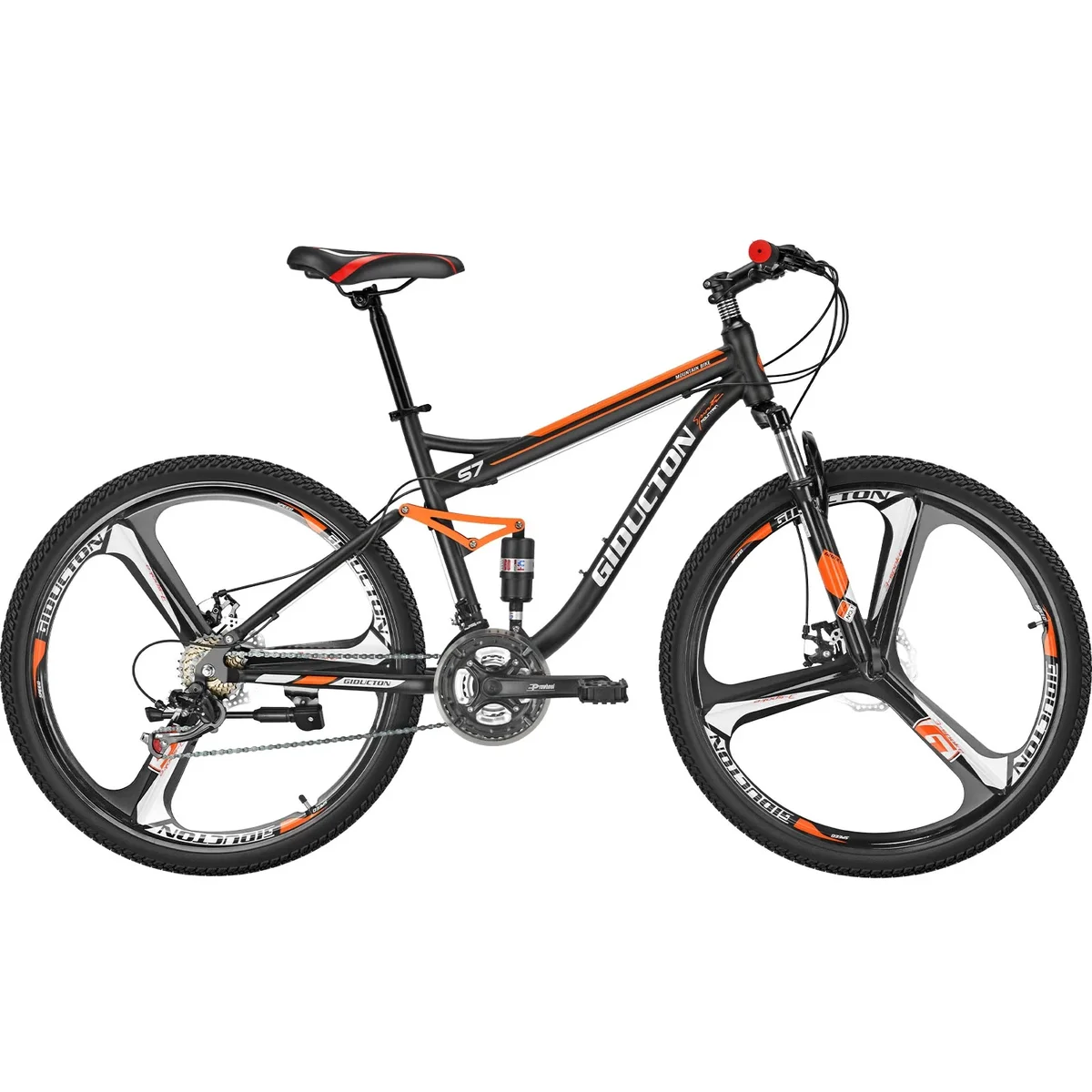 Everdaily Essentials S7 27.5-Inch Full Suspension Mountain Bike, 21-Speed Gears, Orange 9006