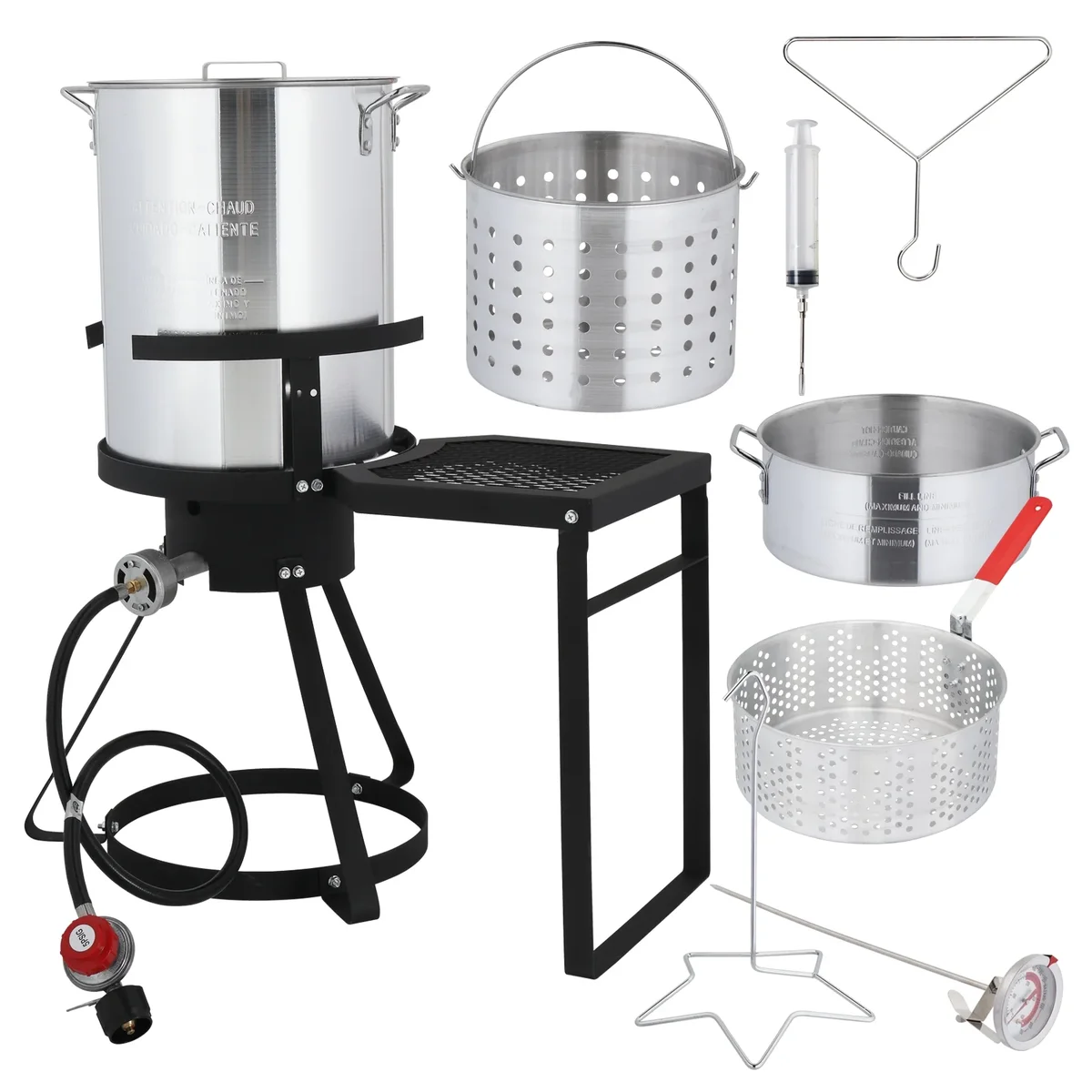 Zimtown 30QT Outdoor Turkey Fryer with Side Table 54000 BTU (Silver) 3418