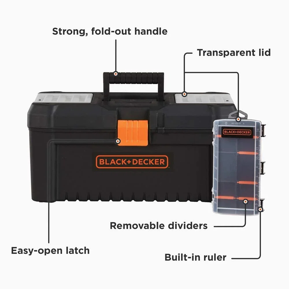 BLACK+DECKER 10-Compartment 16 in. Toolbox and Organizer 2128