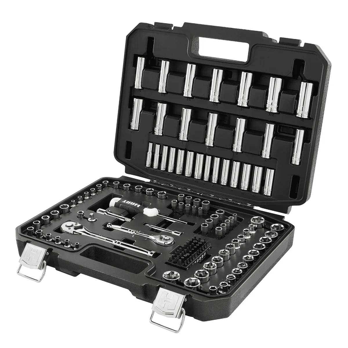 HART 140-Piece 1/4 and 3/8-inch Drive Mechanics Tool Set, Chrome Finish, SAE & Metric 6431