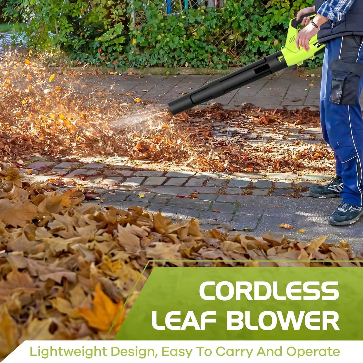 DARKIRON Cordless Leaf Blower, 20V Leaf Blower with 2 x 2.0Ah Batteries & Charger, Up to 450CFM/150MPH, 2 Variable Speed, Lightweight for Blowing 5802