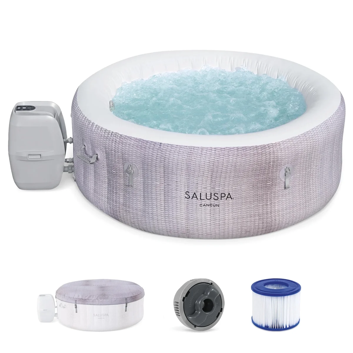 Everdaily Essentials Cancun Inflatable Hot Tub - 2-4 Person, Energy Efficient 4626
