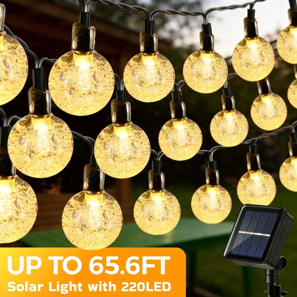 Slssqhz LED Solar String Lights Outdoor Crystal Ball String Light 8 Modes Lighting Solar Camping Lamp for Halloween Christmas Decoration 6477