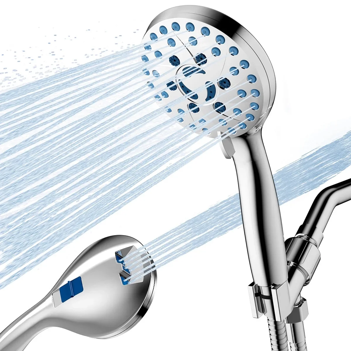 Cshidworld High Pressure 7 Functions Shower Head with Handheld, Built-in Power Wash for Tubs Tiles Pets Cleaning, High Pressure Handheld Shower H 3811