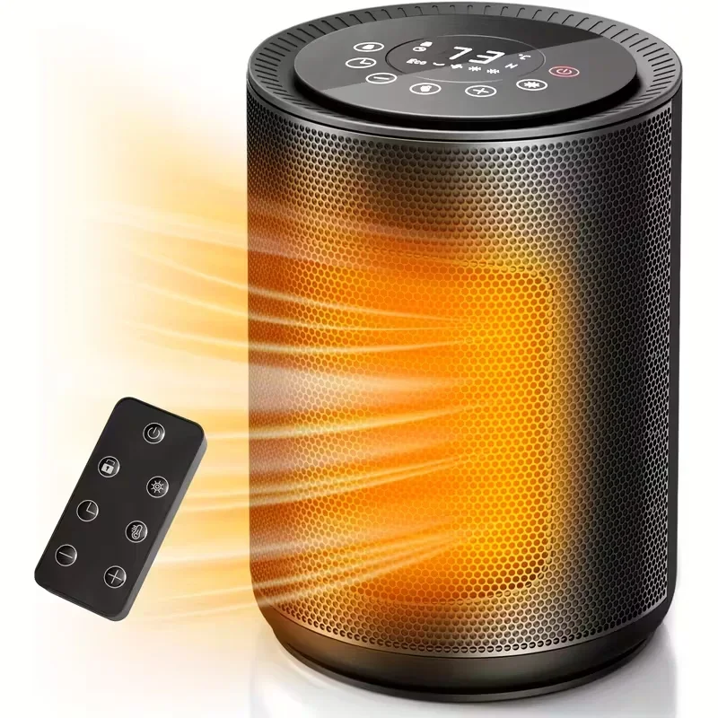 Everdaily Essentials 1500W Space Heater, 24H Timer with Remove Control & LED Screen, Ceramic Heaters with 4 Modes and Child lock, Multiple Safety Protection, Black Re Ref. 1665