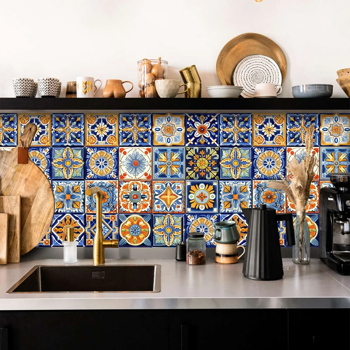 Lifeuping Clearance Sale!Clearance!24PCS Peel and Stick Backsplash Tiles for Kitchen Black and White Stick on Backsplash Kitchen Backsplash Contact Paper K 2134