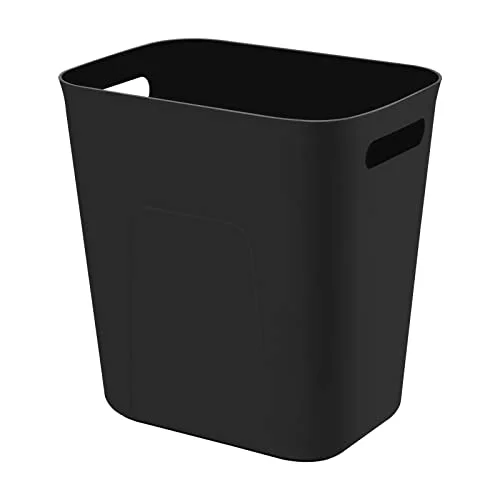 EcoStyle Compact Plastic Waste Bin, Versatile 3.5-Gallon Black Can for Modern Living Spaces