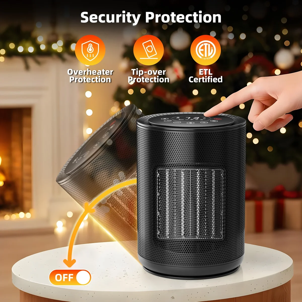 KISSAIR 1500 W Space Heater, PTC Ceramic Heater with Remove Control & LED Screen, 24H Timer, 4 Modes and Tip-Over Protection,heaters for inside B 6093