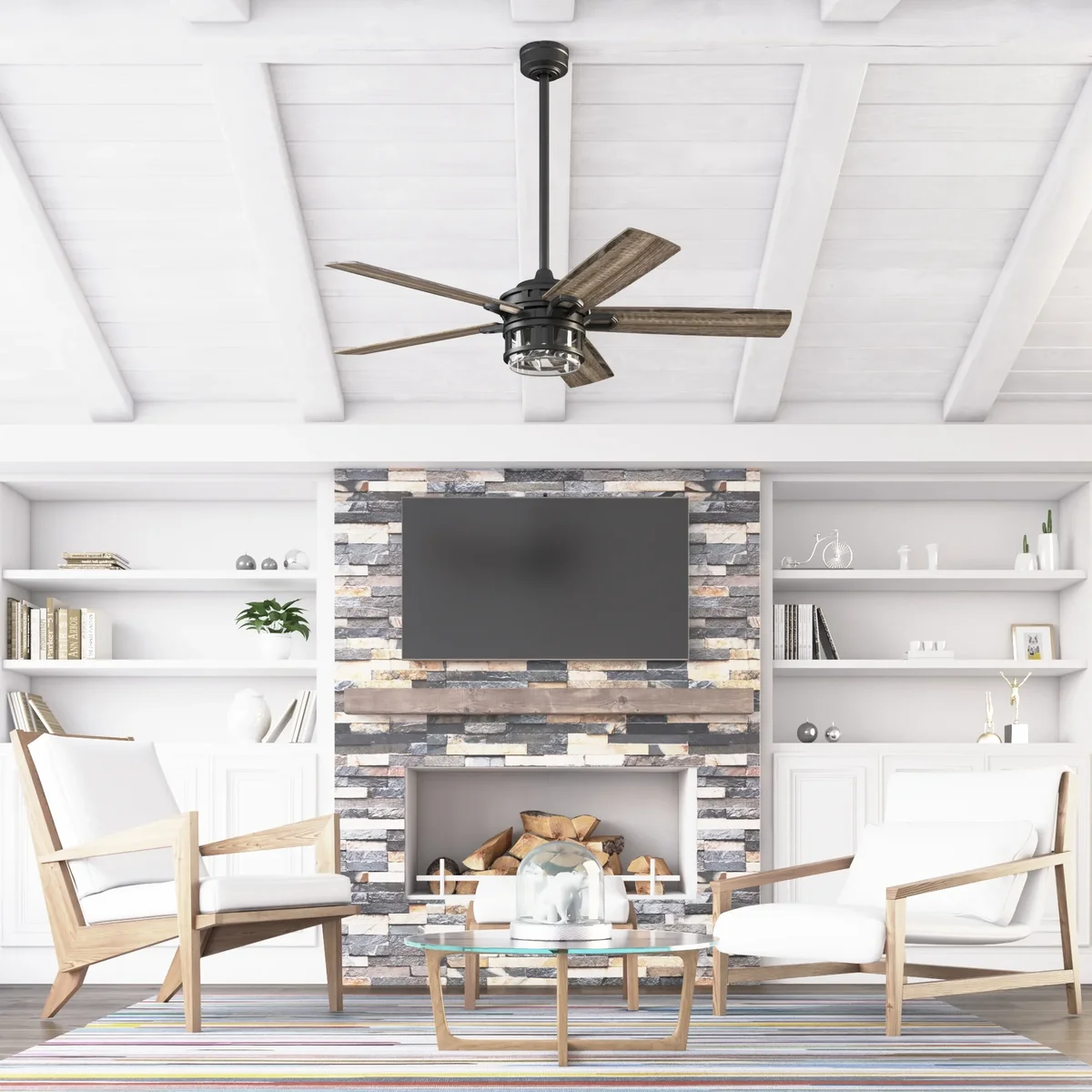 Everdaily Essentials Bonterra 52 Inch Ceiling Fan with LED Light & Remote, Matte Black Ref. 3702