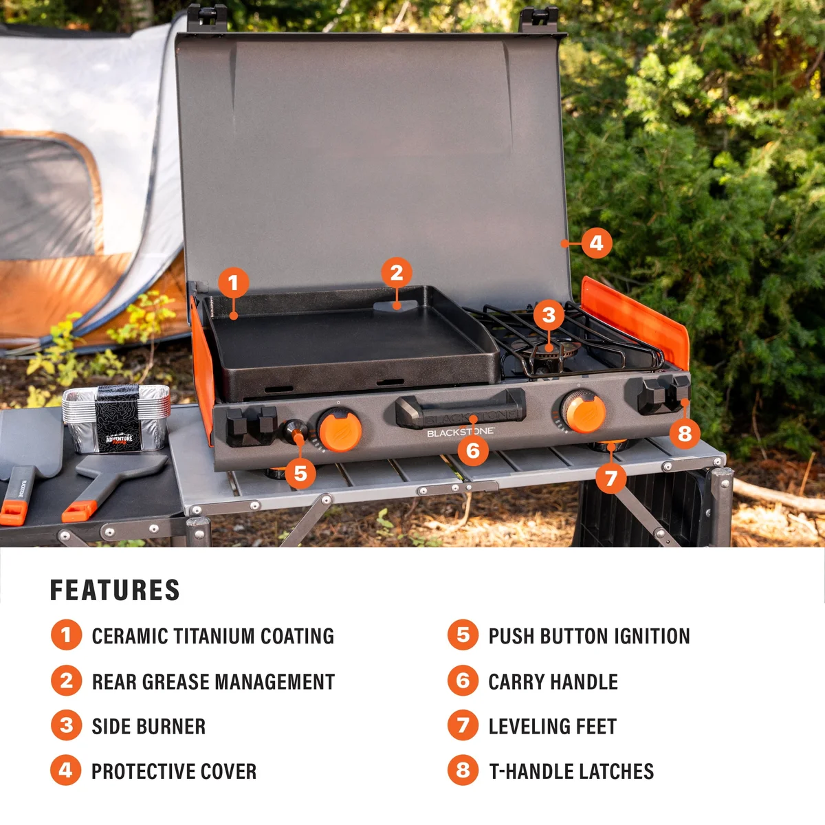Everdaily Essentials Adventure Ready 12"x14" Propane Camping Griddle with Side Burner Ref. 2218
