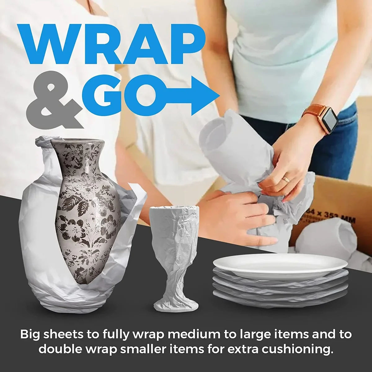 Bryco Goods Packing Paper Sheets for Moving - 20lb - 640 Sheets of Newsprint Paper - Must Have in Your Moving Supplies - 27" x 17" - Made in USA 8681