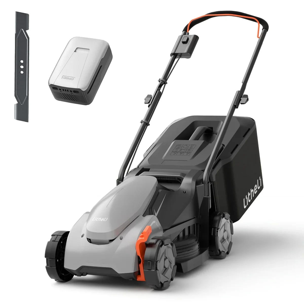 Litheli 20V Cordless Electric Lawn Mower, 13-Inch, Brushless Motor, 5-Position Height Adjustment, with 5.0Ah Battery, for Lawns & Gardens 3242