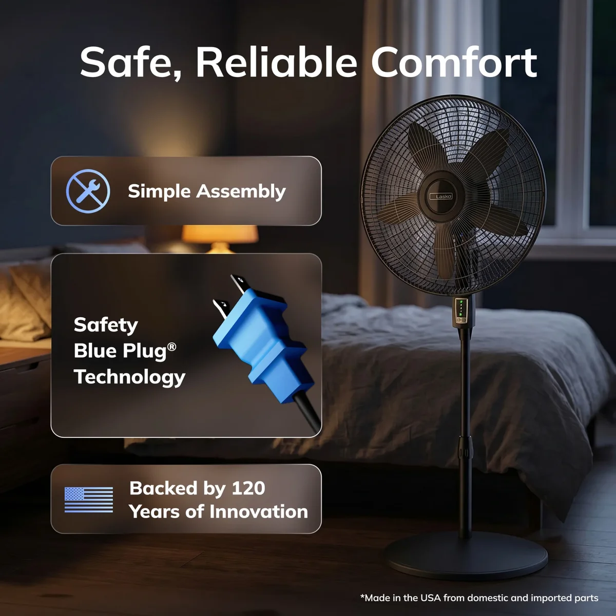 Lasko Cyclone Max 18" Oscillating Pedestal Fan with Remote, Adjustable Height and 4 Speeds for Whole Room Cooling, Black, S18605 7176