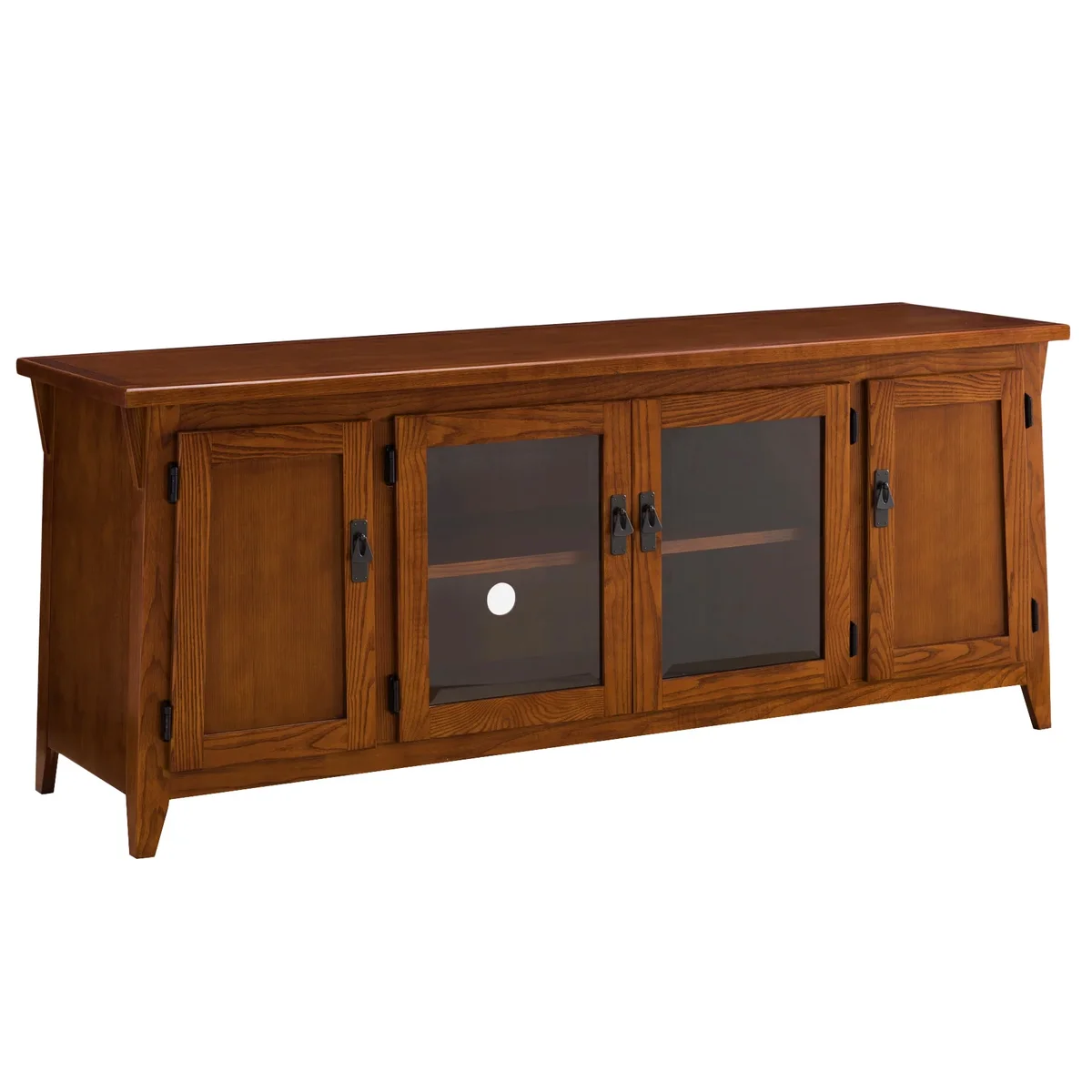 Leick Furniture Leick Home 4-Door Mission Solid Wood TV Stand for 65" TVs, Entertainment Console with Storage, Russet 8093