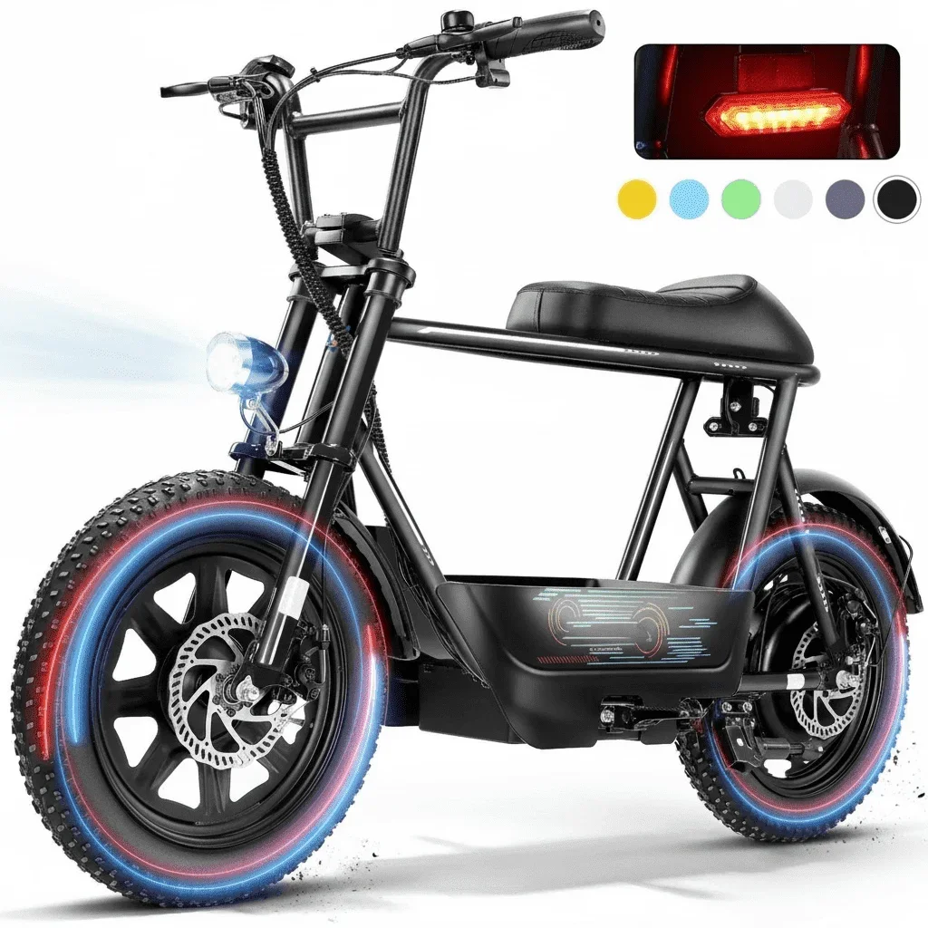 Caroma Peak 819W Electric Scooters with Seat,25Miles Range and 20mph Top Speed,16" Fat Tire ,Ebike for Adluts with Basket,UL2272 5236