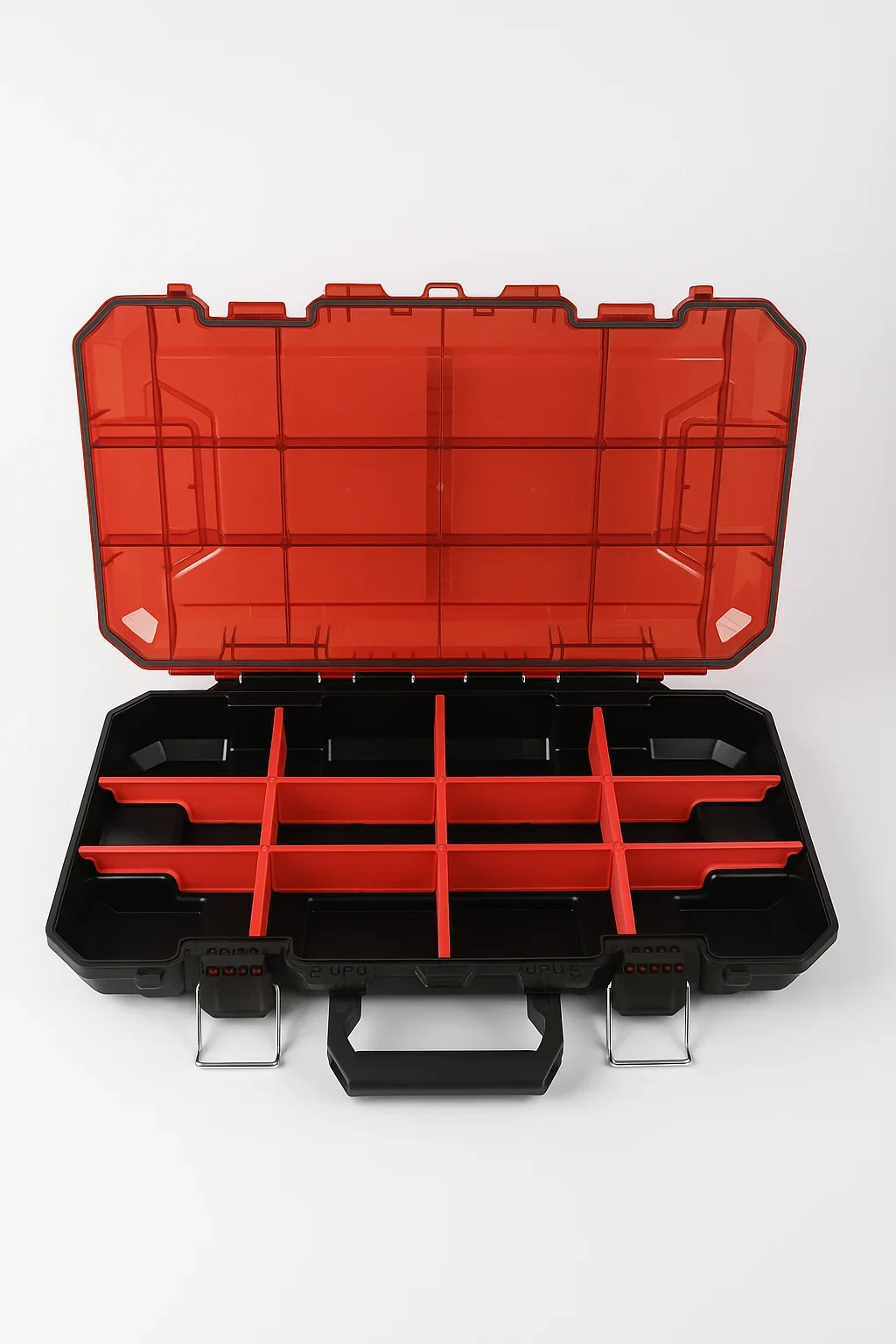 Hyper Tough Hyper Stack Shallow Full-Size Organizer with Dividers – Modular Storage with Translucent Lid & Handle 1429